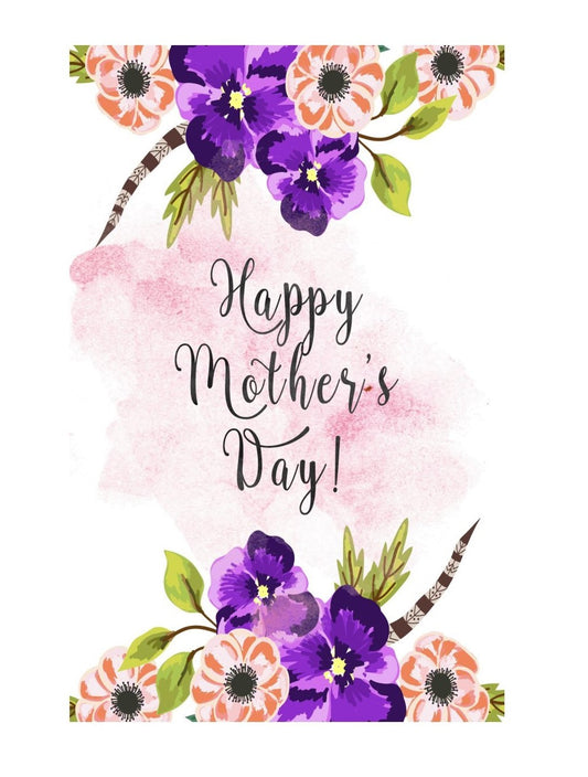 Mothers Day Card with Flowers Above and Below