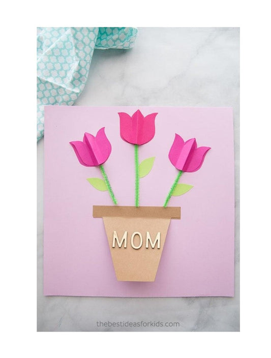 Mothers Day Card with Tulips in a Pot